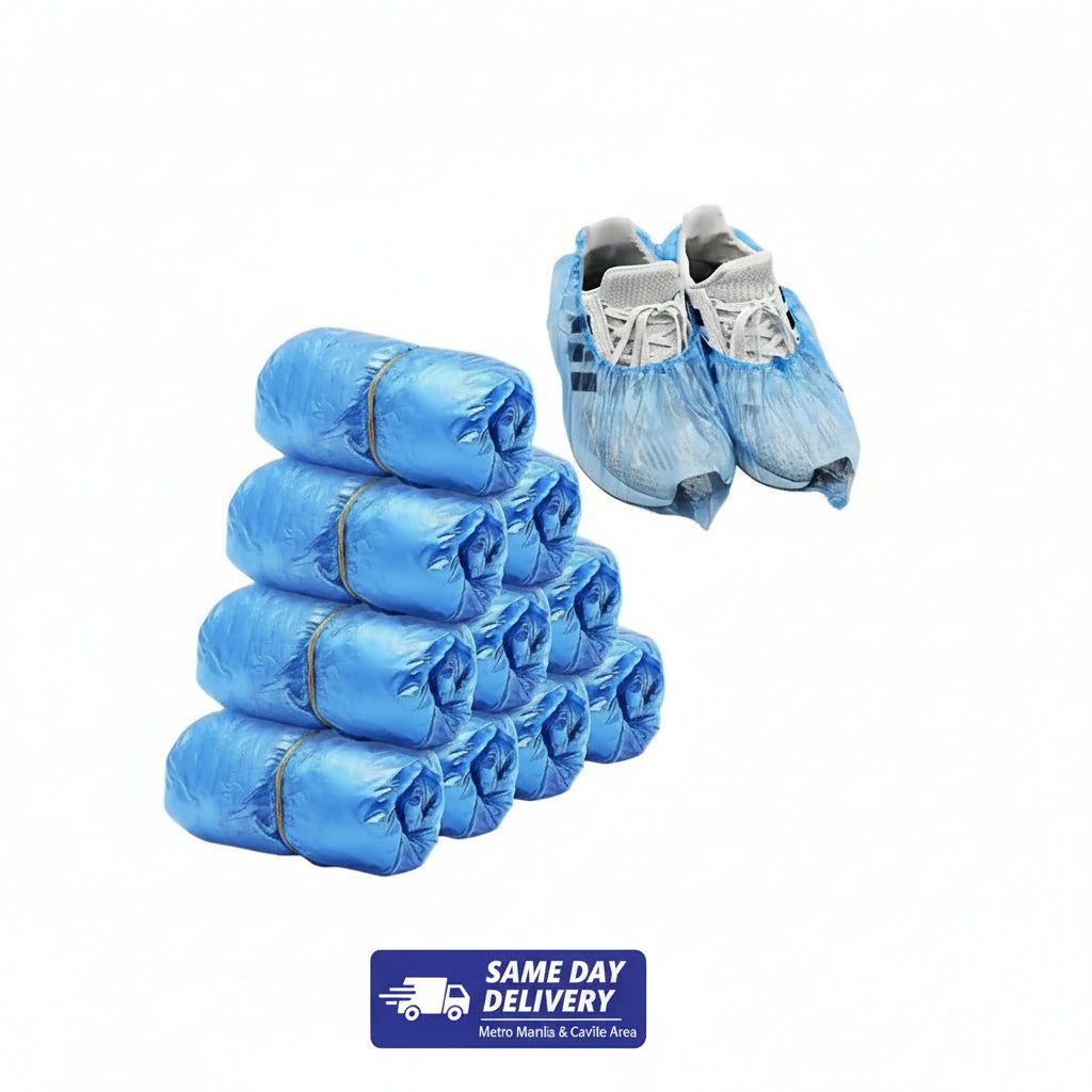 Disposable PE Shoe Covers — Blue, 100 Pieces