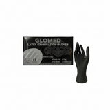 Box of Glomed black powder-free latex examination gloves